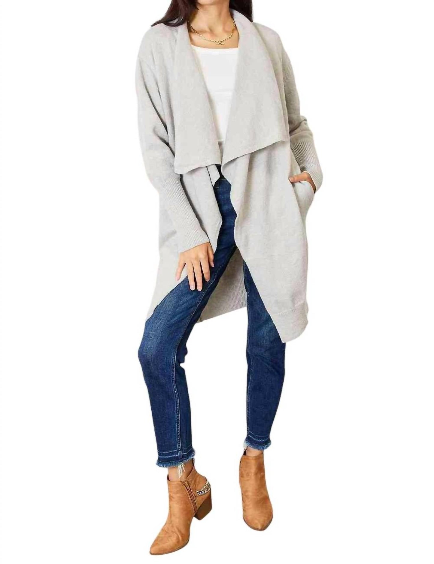Double Take - Luxurious Pocketed Duster Cardigan
