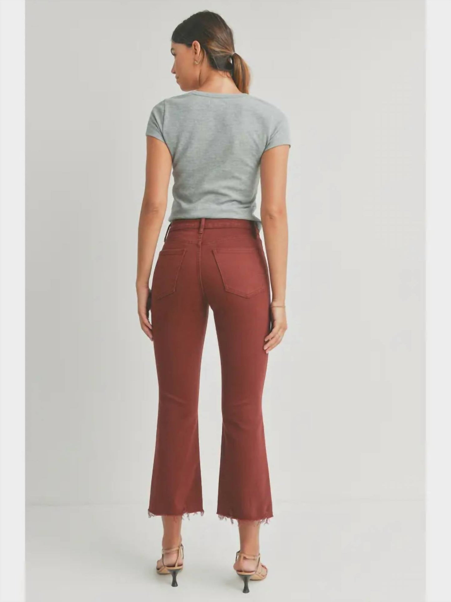 Jbd. - High Rise Crop Flare With Distressed Hem