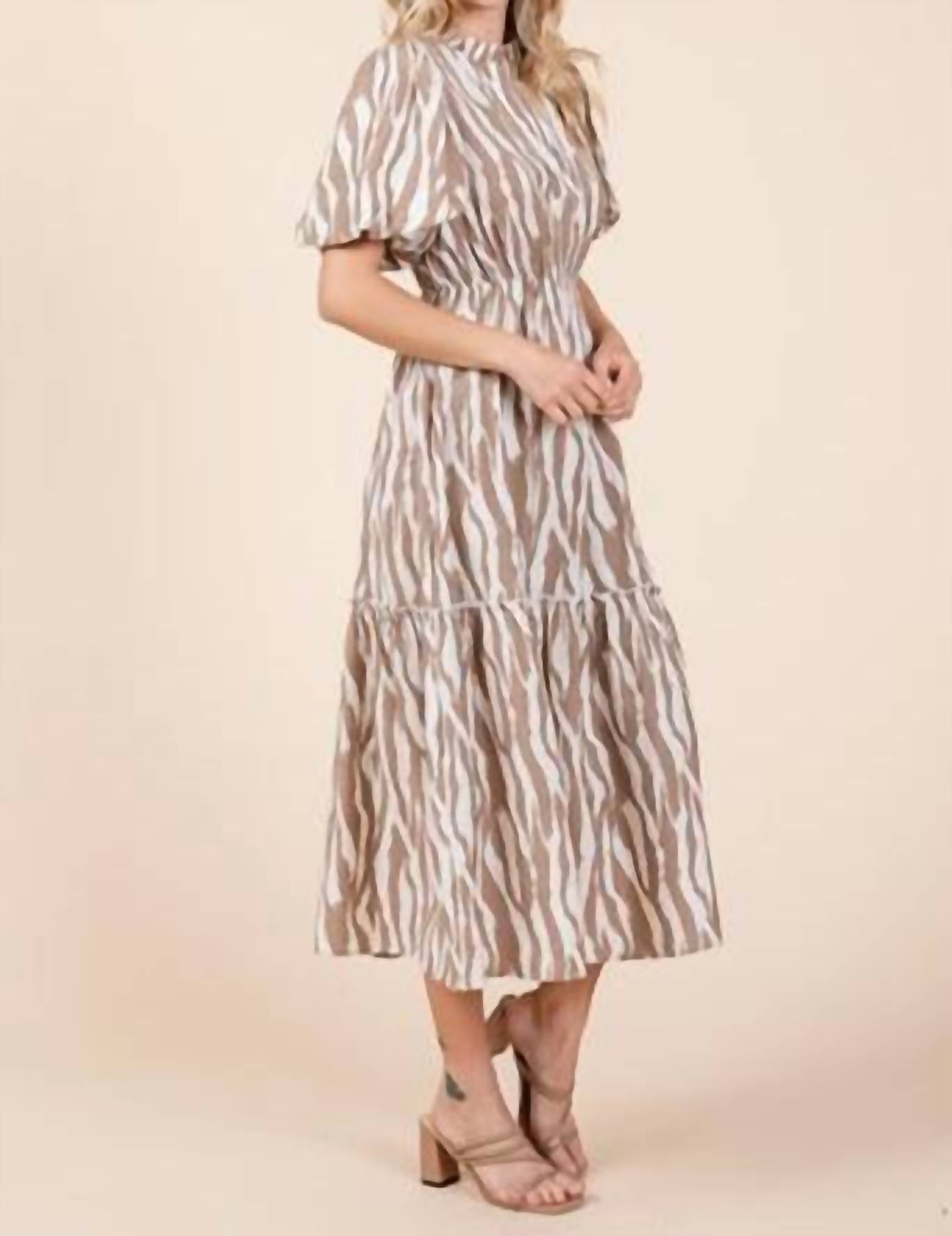 Geegee - Zebra Print Tiered Midi Dress