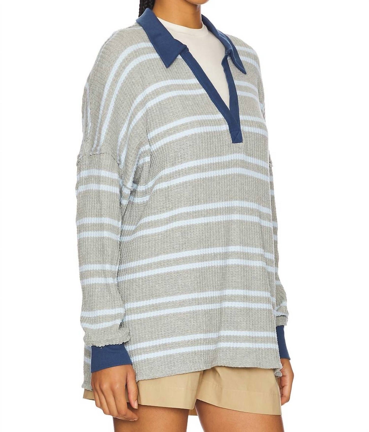 Free People - Striped Travis Polo Top