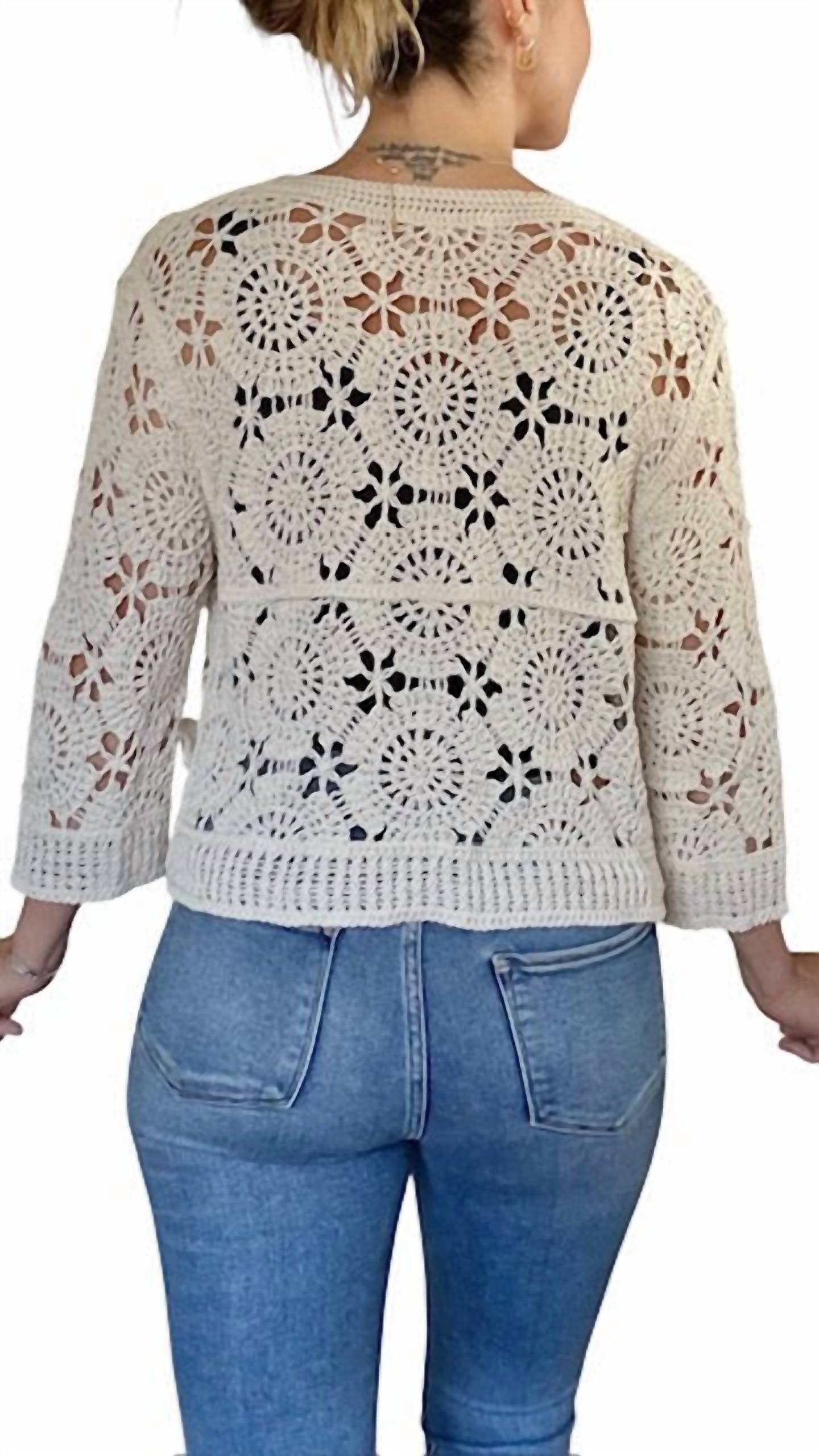 Brand Bazar - Crochet Button Down Cardigan