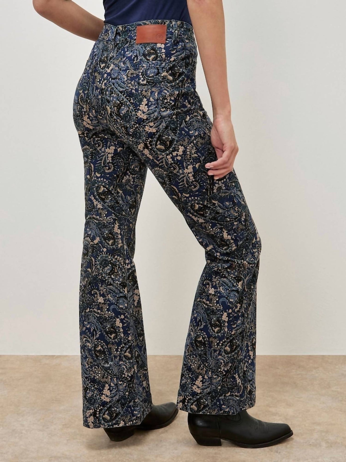 Apricot - Paisley Print Kick Crop Flare Jeans