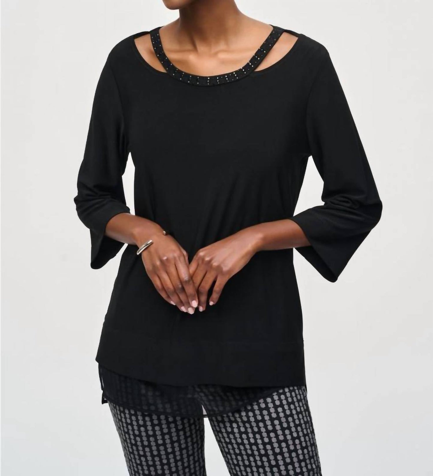 Joseph Ribkoff - Studded Cutout Neck Tunic