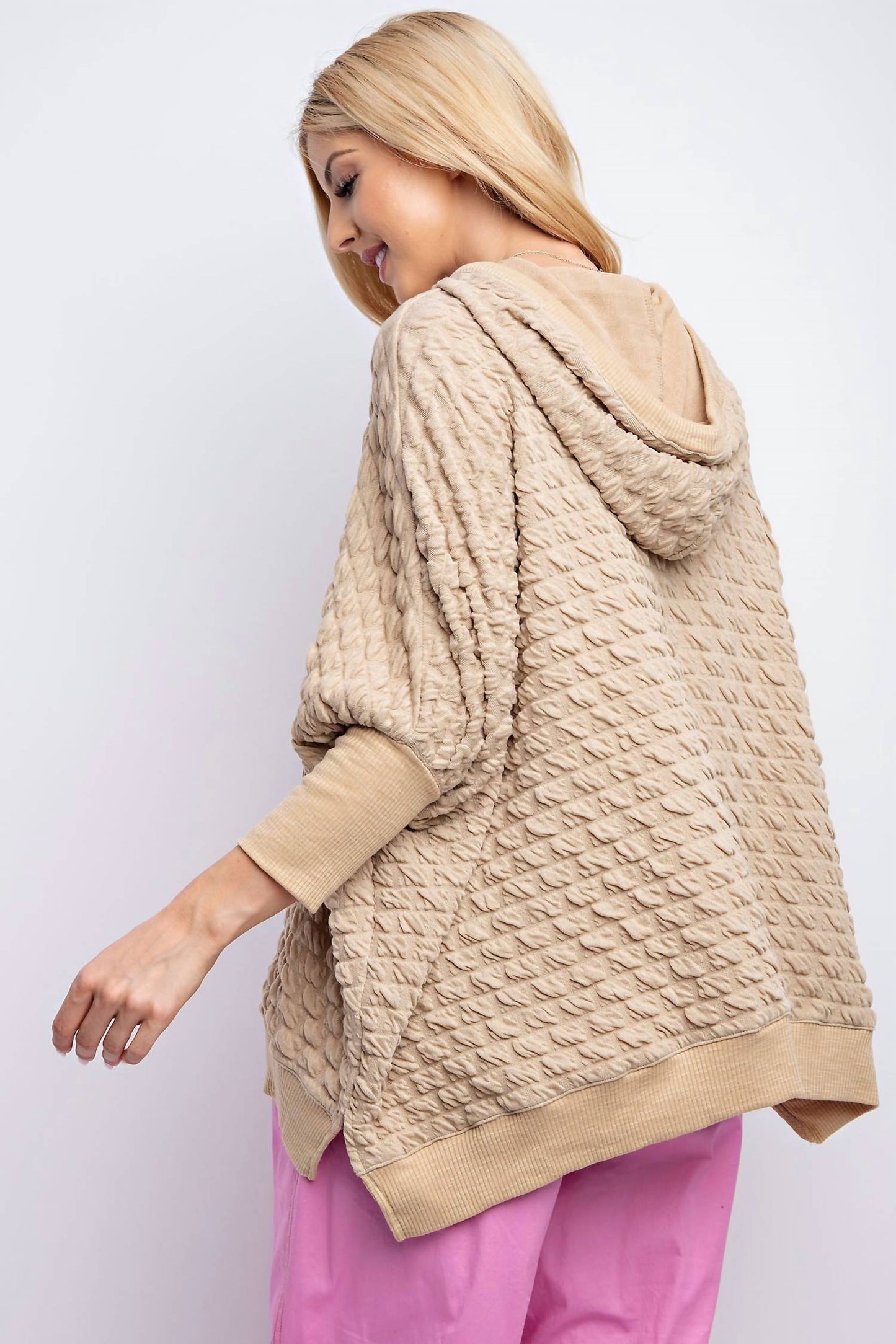Easel - Puff Textured Knit Hoodie