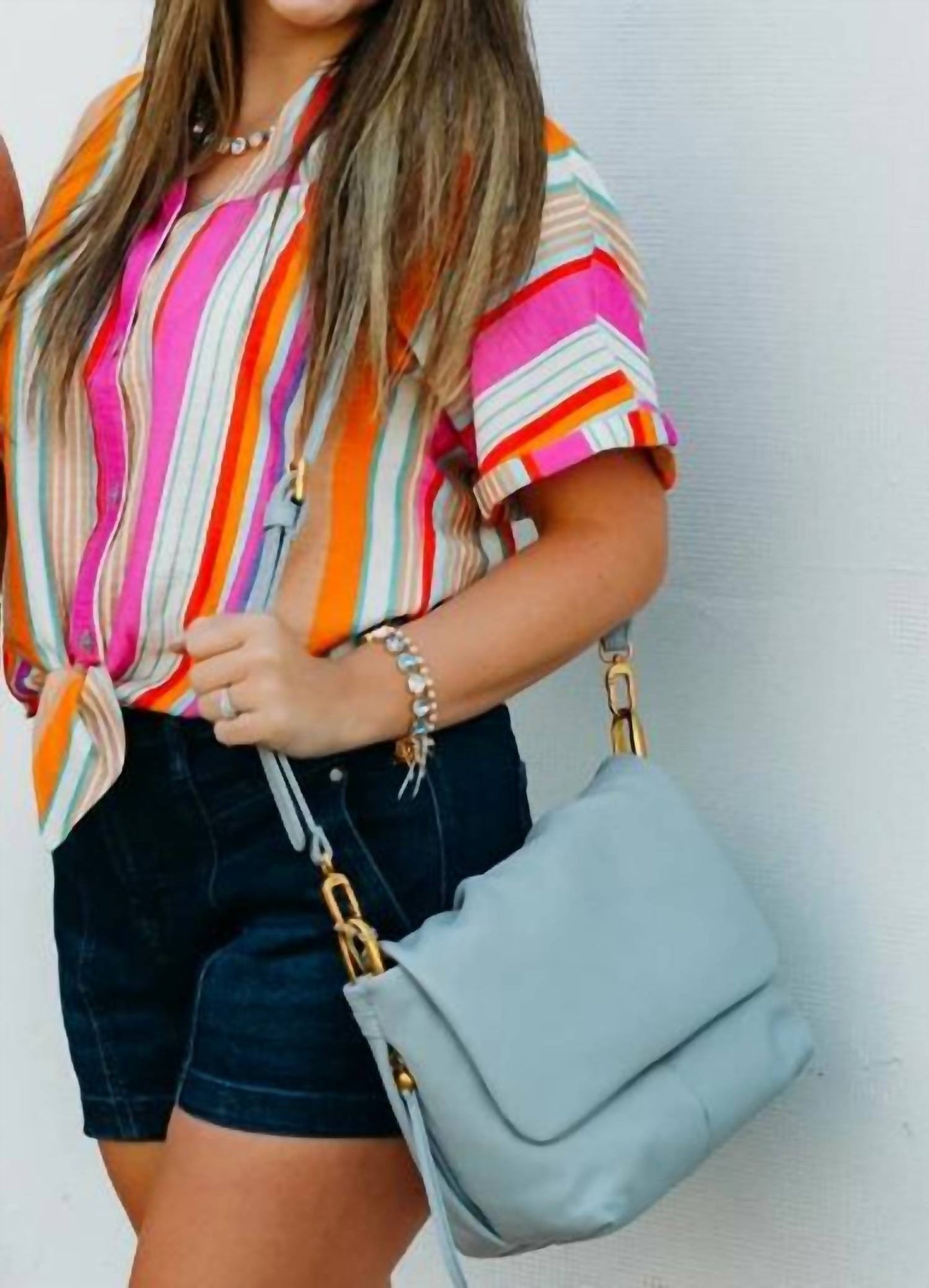 Esqualo - Striped Knit Front Blouse