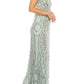 Adrianna Papell - Beaded Plunge Long Evening Dress