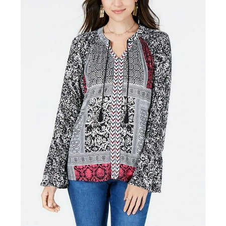 [Style & Co] Petite Printed Bell-Sleeve Peasant Top - Multi