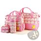 5 Piece Bear Appliqué Baby Diaper Travel Bag Set