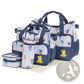 5 Piece Patterned Baby Diaper Bag Set with Travel Accessories