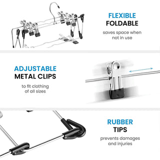 Cabides para saia de 5 camadas com clipes - pacote com 3 