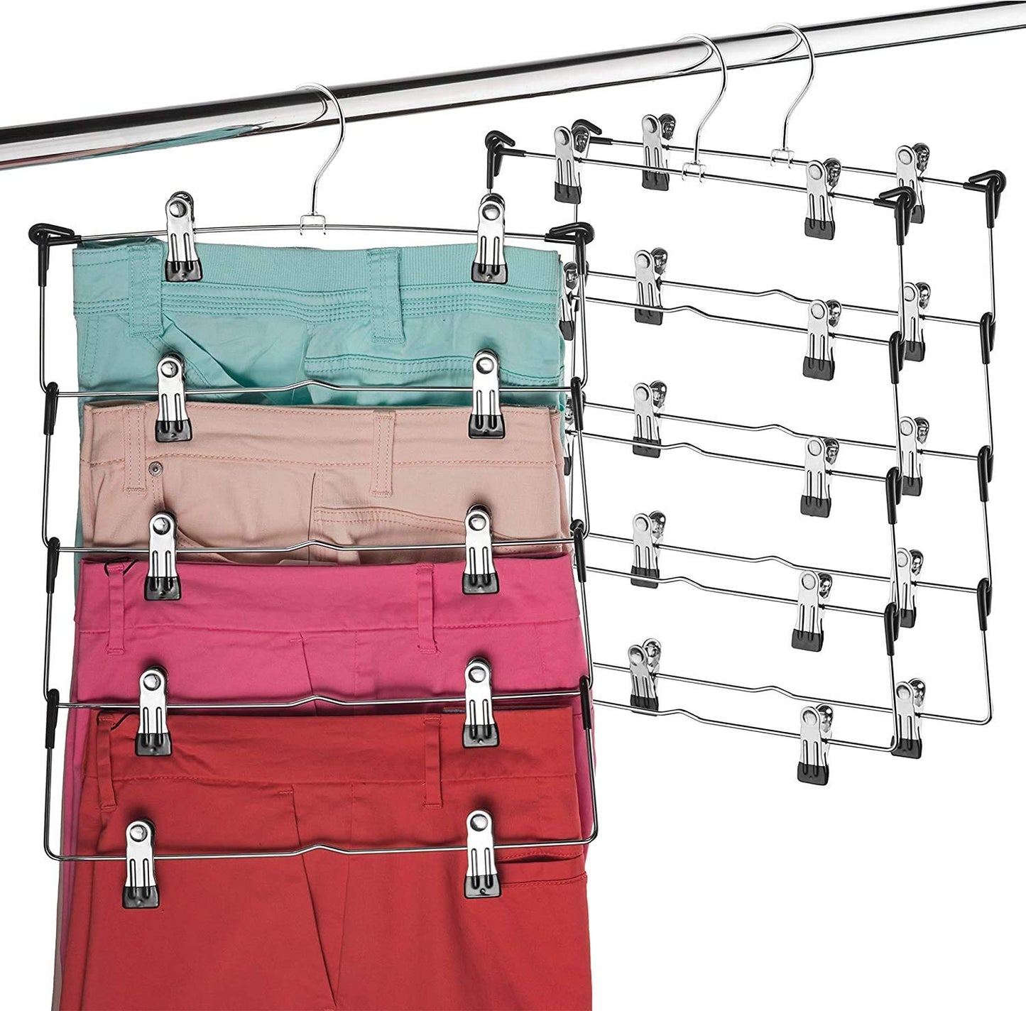 Cabides para saia de 5 camadas com clipes - pacote com 3 