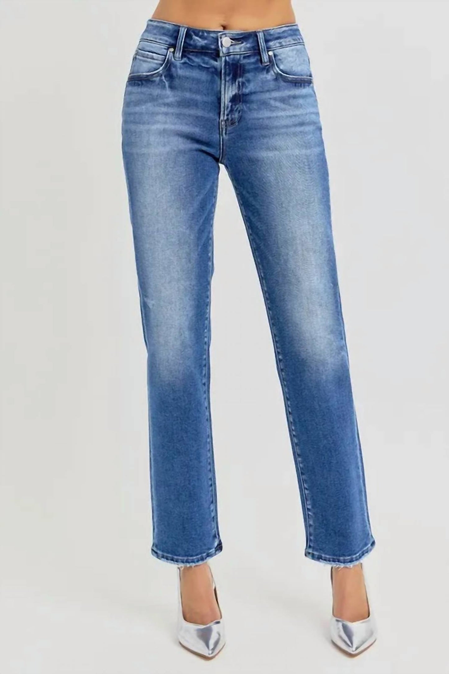 Trendsi - Women's Risen Mid Rise Ankle Tapered Jeans