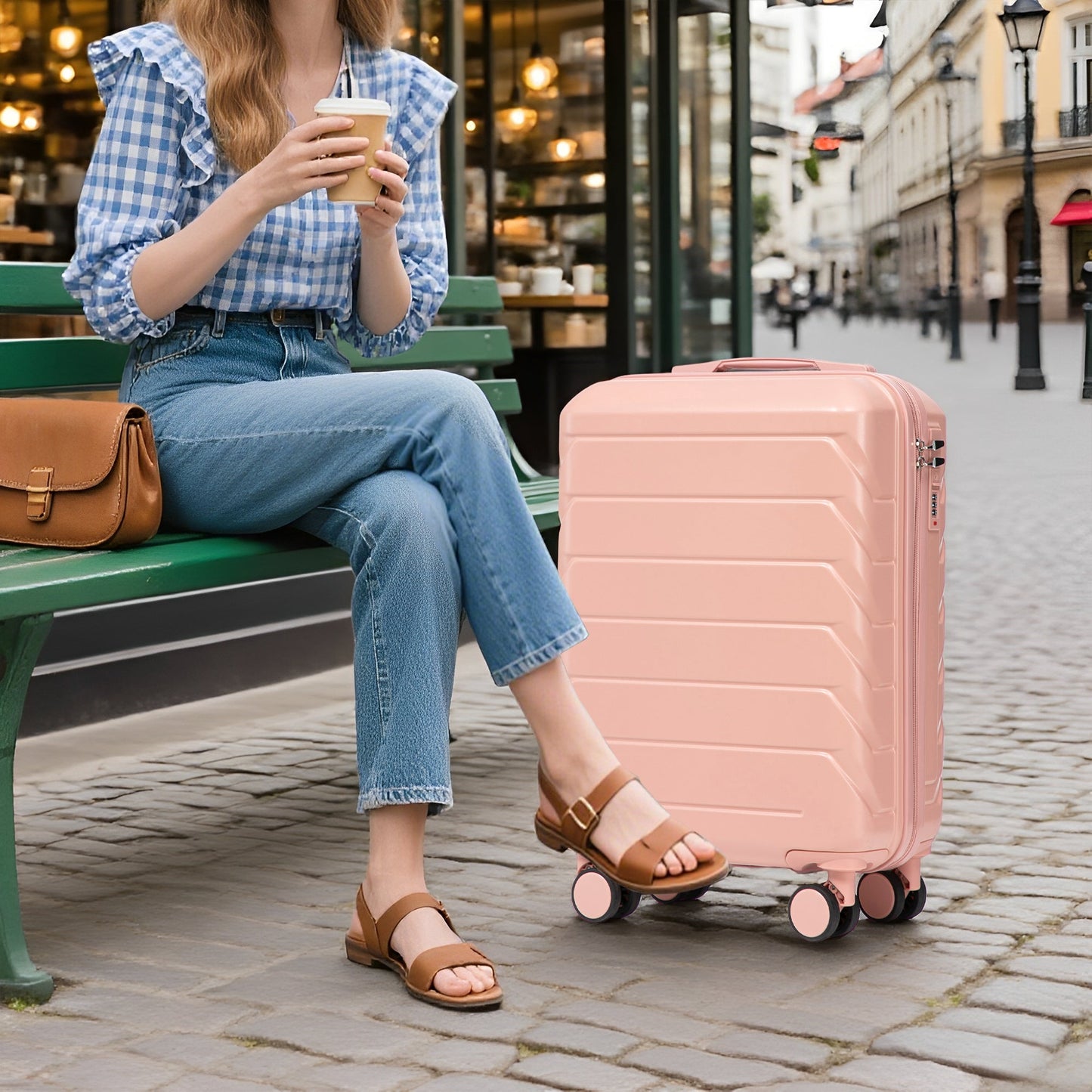 2-Piece ABS Spinner Wheel Luggage Set with Combination Lock