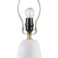 Textured Ceramic Table Lamp with Fluted Fabric Shade - White