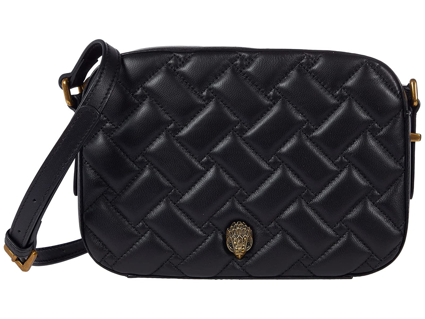 Bolsa transversal feminina Kurt Geiger London Kensington de couro acolchoado, preta, tamanho regular