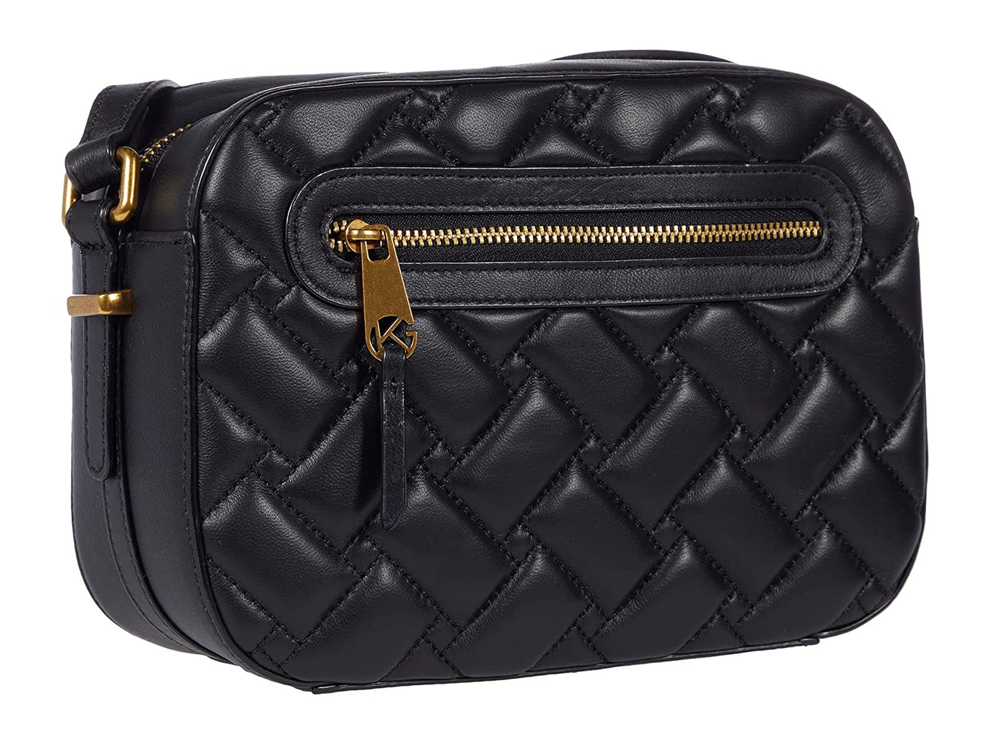 Bolsa transversal feminina Kurt Geiger London Kensington de couro acolchoado, preta, tamanho regular