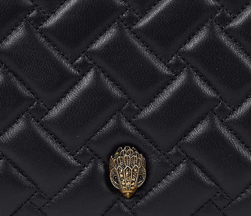 Bolsa transversal feminina Kurt Geiger London Kensington de couro acolchoado, preta, tamanho regular