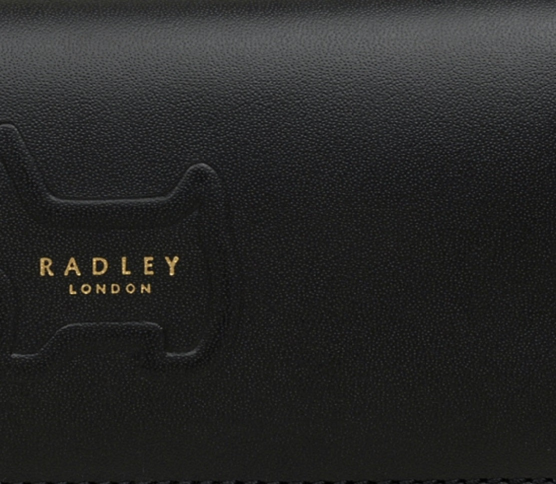 Carteira de couro Radley London Shadow Flapover feminina, preta, tamanho grande