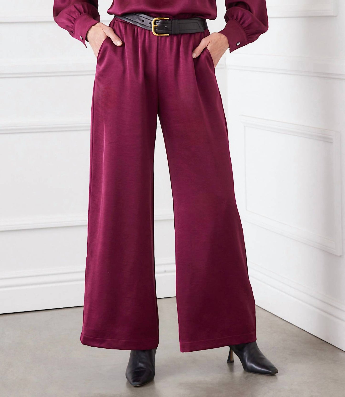 Karen Kane - Women's Wide Leg Satin Pants