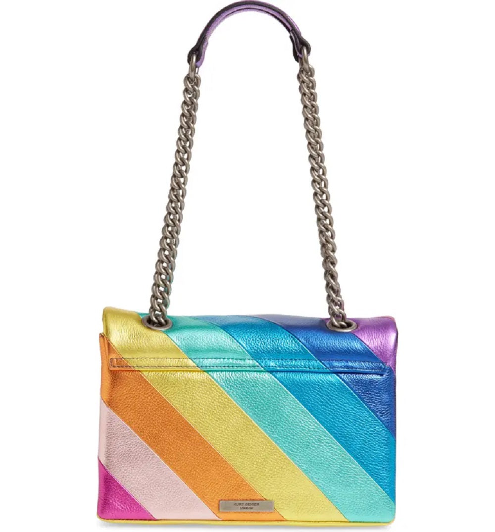 Bolsa transversal feminina Kurt Geiger Rainbow Shop Kensington de couro rosa tamanho regular
