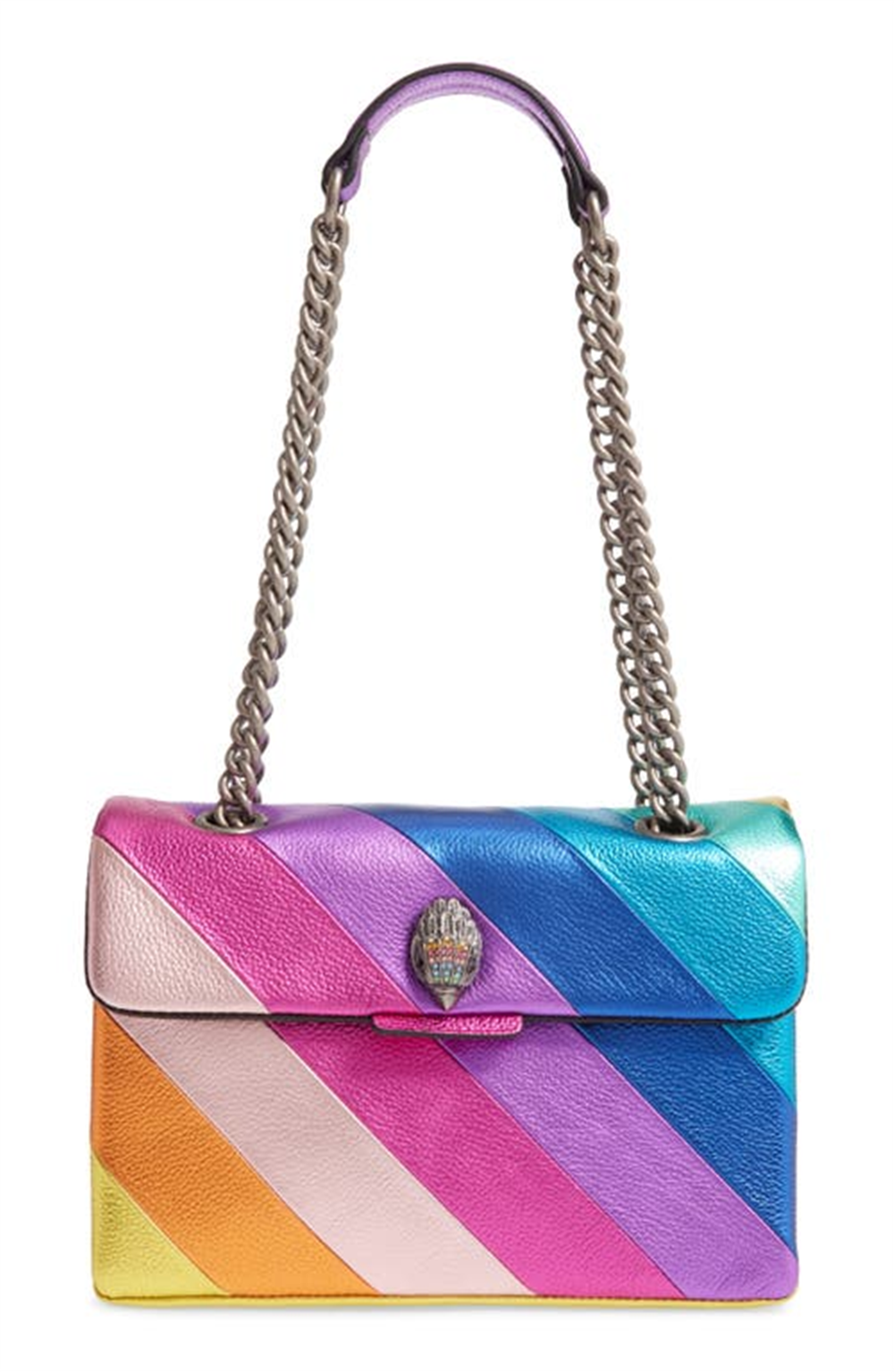 Bolsa transversal feminina Kurt Geiger Rainbow Shop Kensington de couro rosa tamanho regular