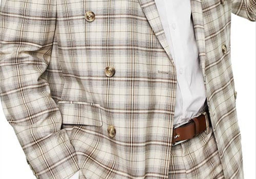 Jaqueta xadrez trespassada Topman, cor bege, tamanho 38