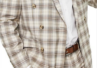 Jaqueta xadrez trespassada Topman, cor bege, tamanho 38