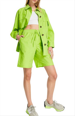 Shorts com cordão Topshop em verde claro, tamanho 2 EUA, da Nordstrom