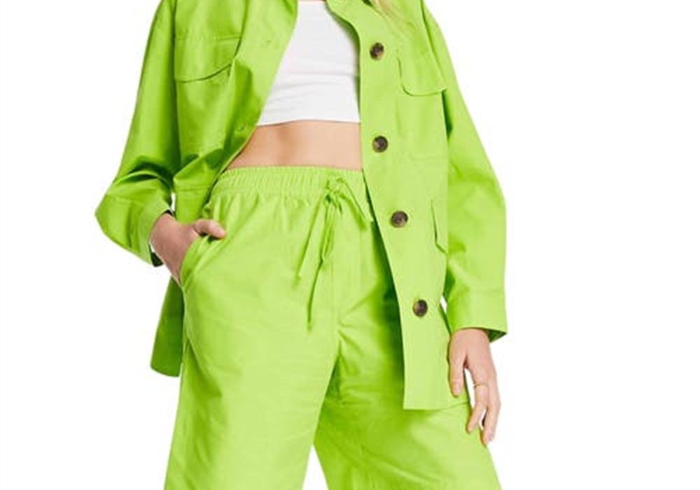 Shorts com cordão Topshop em verde claro, tamanho 2 EUA, da Nordstrom