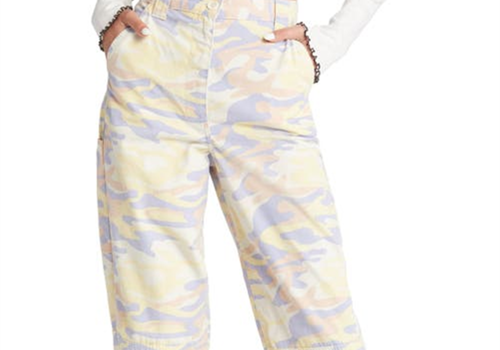 Calça utilitária com estampa camuflada azul Topshop tamanho 8 EUA