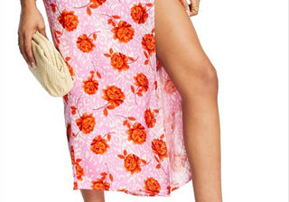 Saia midi de cetim floral rosa Topshop tamanho 10 EUA