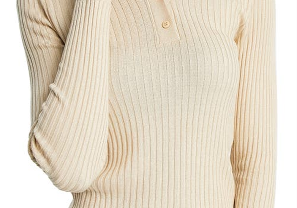 topshop-womens-stone-rib-long-sleeve-polo-size-x-large