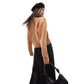 Cardigan curto de malha waffle camelo Topshop feminino