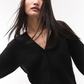 Cardigan curto de malha waffle Topshop, preto, tamanho extrapequeno