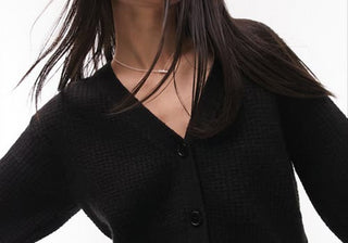 Cardigan curto de malha waffle Topshop, preto, tamanho extrapequeno