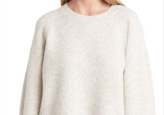 Topshop Suéter Cropped Manga Balão com Ponto Misto Cinza