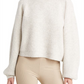 Topshop Suéter Cropped Manga Balão com Ponto Misto Cinza