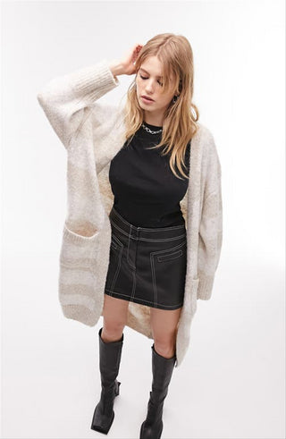 Cardigan feminino listrado bege Topshop tamanho X-S