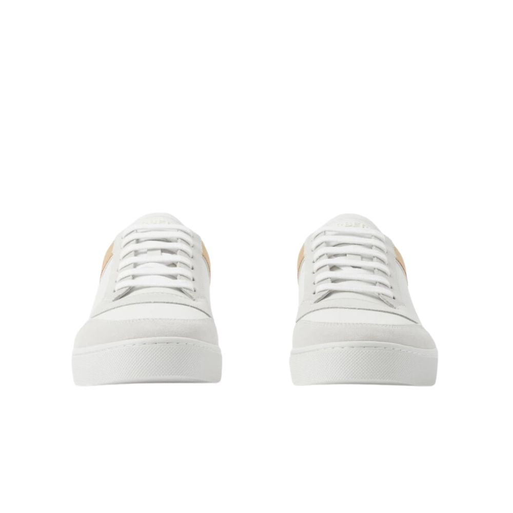 Tênis cano baixo masculino Burberry Reeth Check Trim, branco, tamanho 42