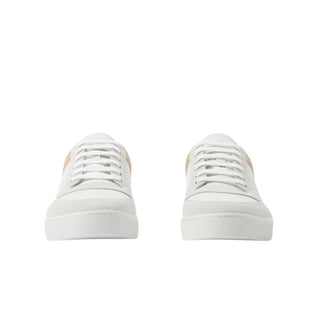 Tênis cano baixo masculino Burberry Reeth Check Trim, branco, tamanho 42