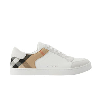 Tênis cano baixo masculino Burberry Reeth Check Trim, branco, tamanho 42