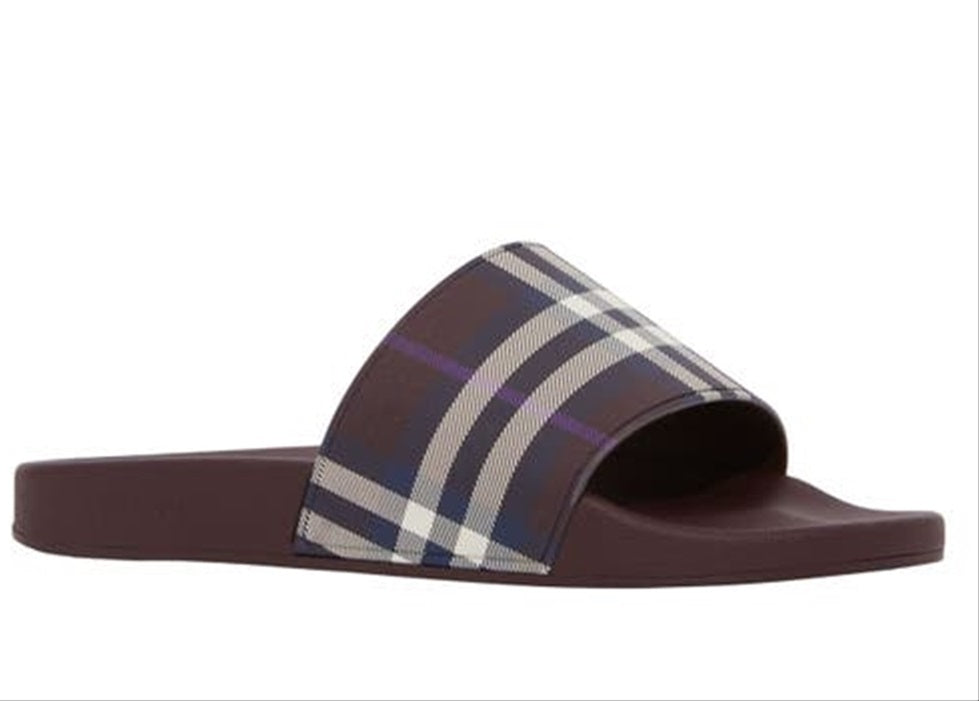 Sandália masculina Burberry Furley Check Slide Vermelha Tamanho 7