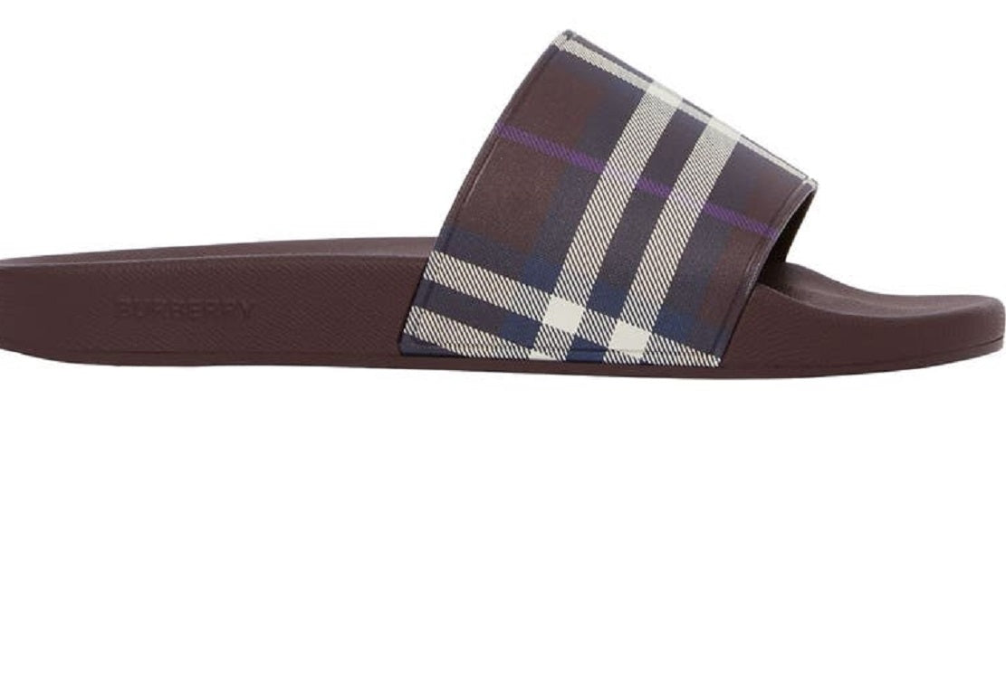 Sandália masculina Burberry Furley Check Slide Vermelha Tamanho 7