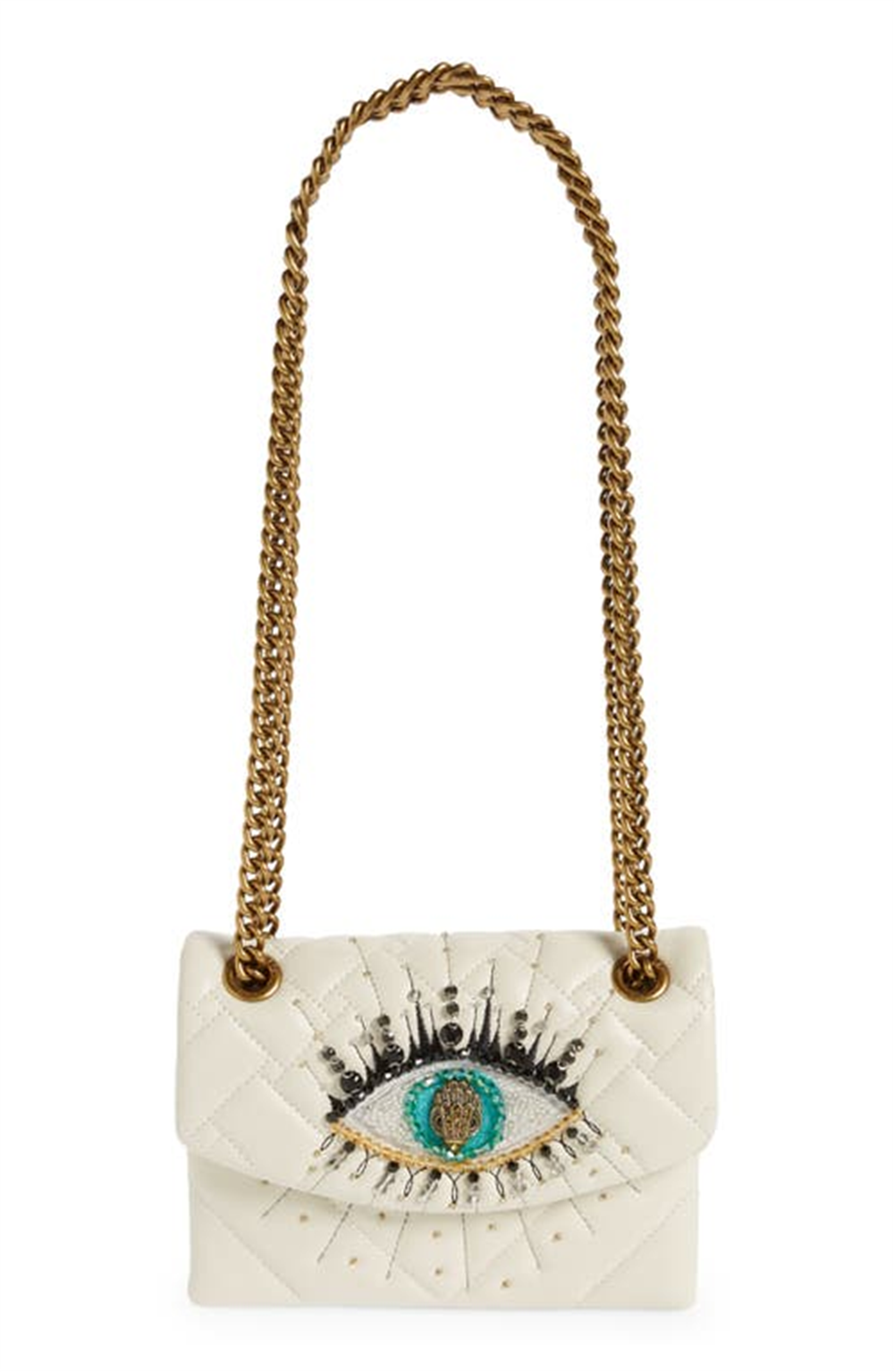 Bolsa transversal feminina de couro Kurt Geiger London, tamanho marfim, tamanho regular