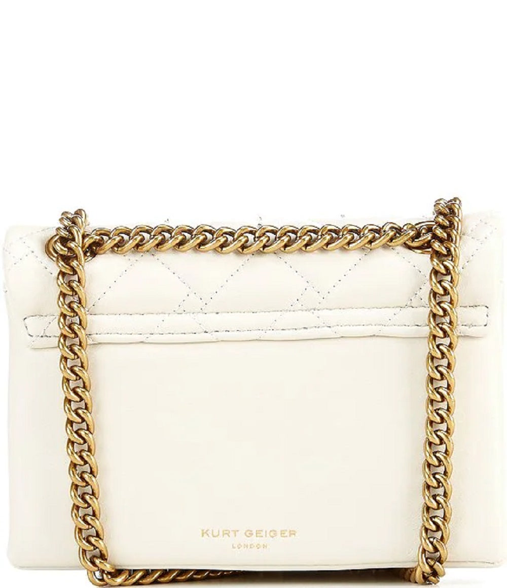 Bolsa transversal feminina de couro Kurt Geiger London, tamanho marfim, tamanho regular