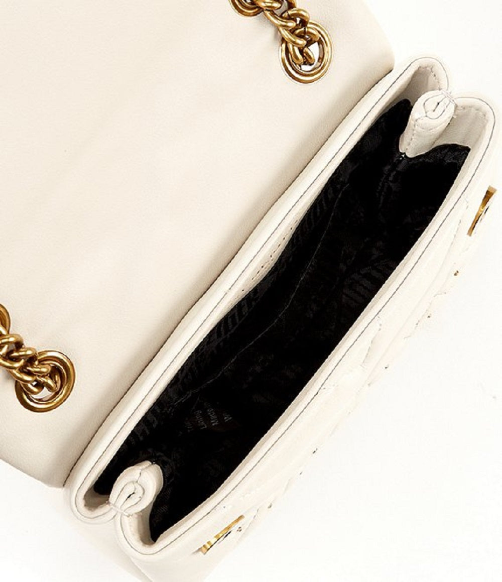 Bolsa transversal feminina de couro Kurt Geiger London, tamanho marfim, tamanho regular