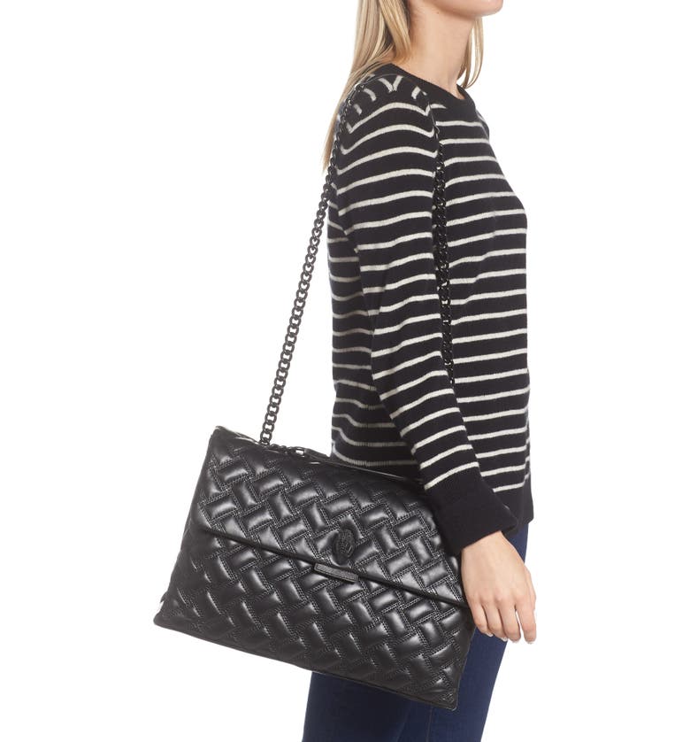 Bolsa de couro feminina Kurt Geiger London Kensington Drench, preta, tamanho regular