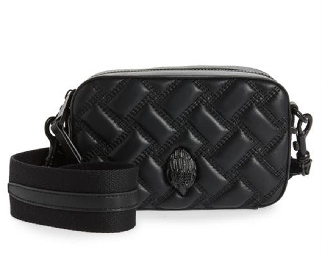 Bolsa pequena de couro para câmera Kurt Geiger London Kensington feminina, preta, tamanho regular