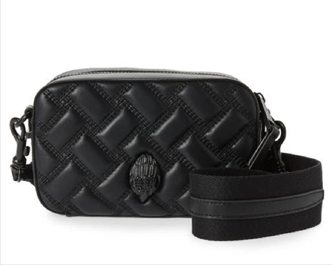 Bolsa pequena de couro para câmera Kurt Geiger London Kensington feminina, preta, tamanho regular