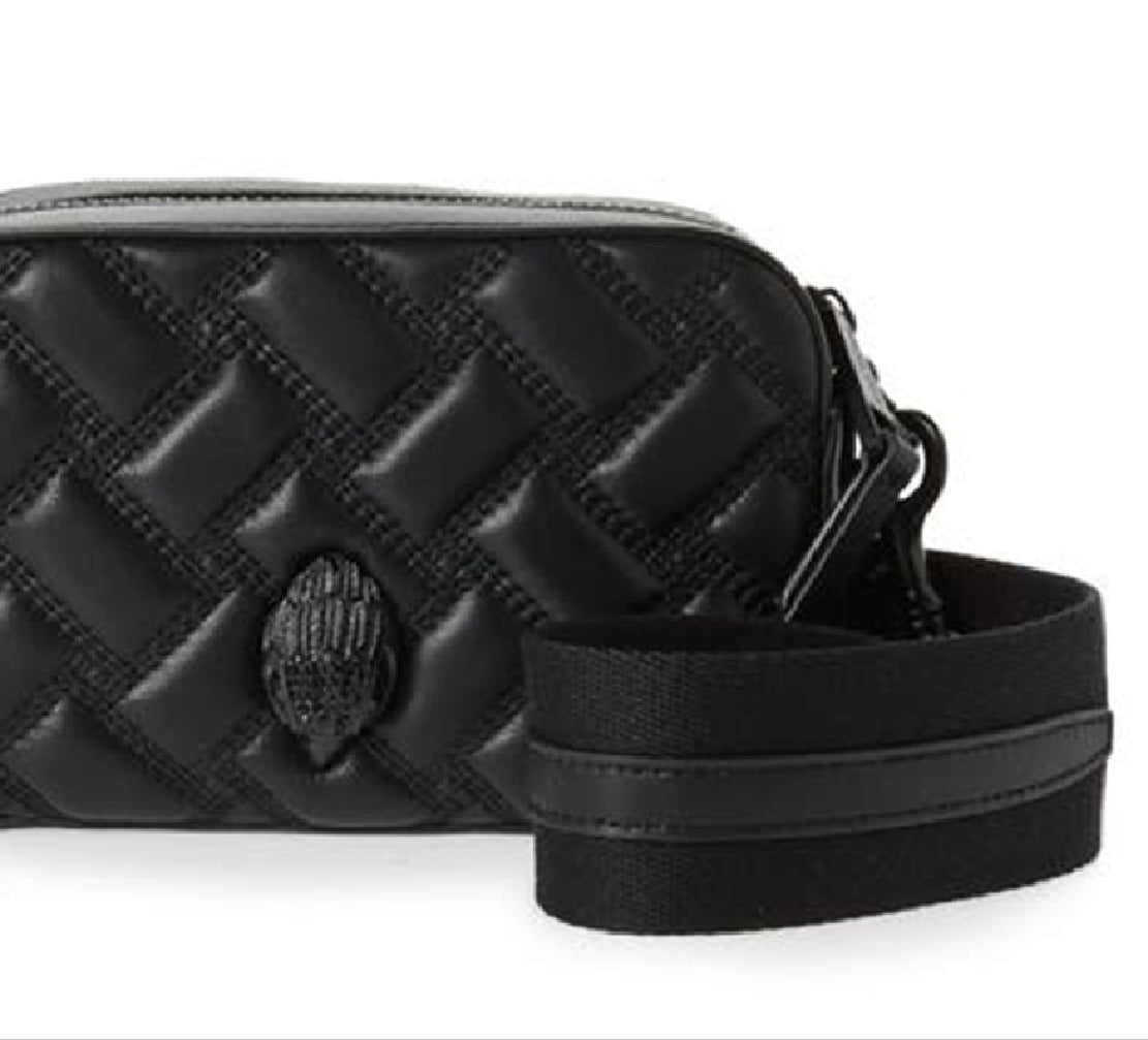 Bolsa pequena de couro para câmera Kurt Geiger London Kensington feminina, preta, tamanho regular